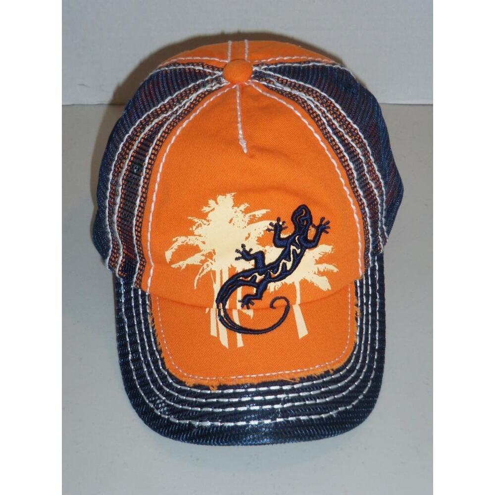 Cancun Mexico Orange Blue Hat Cap Lizard DKPS Spanish Adjustable -0718T07